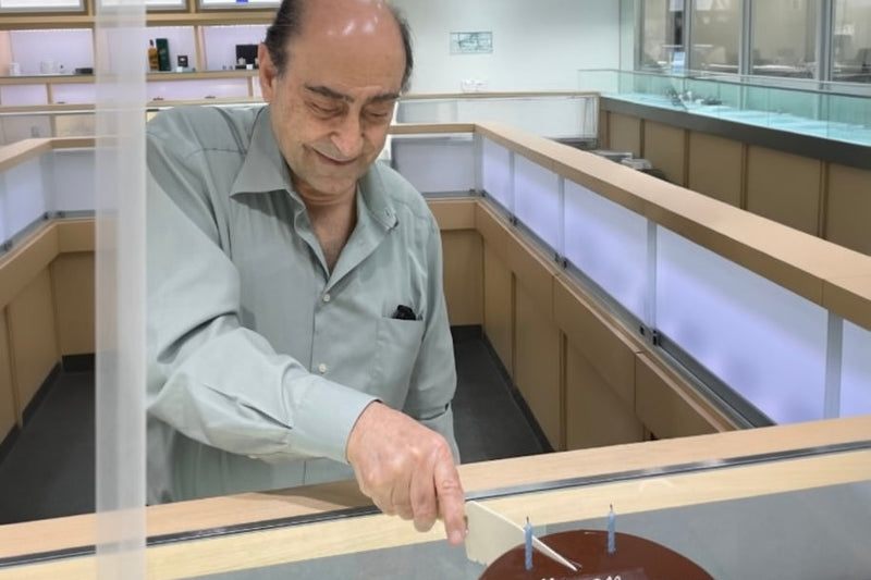 His last birthday, celebrated behind the counter